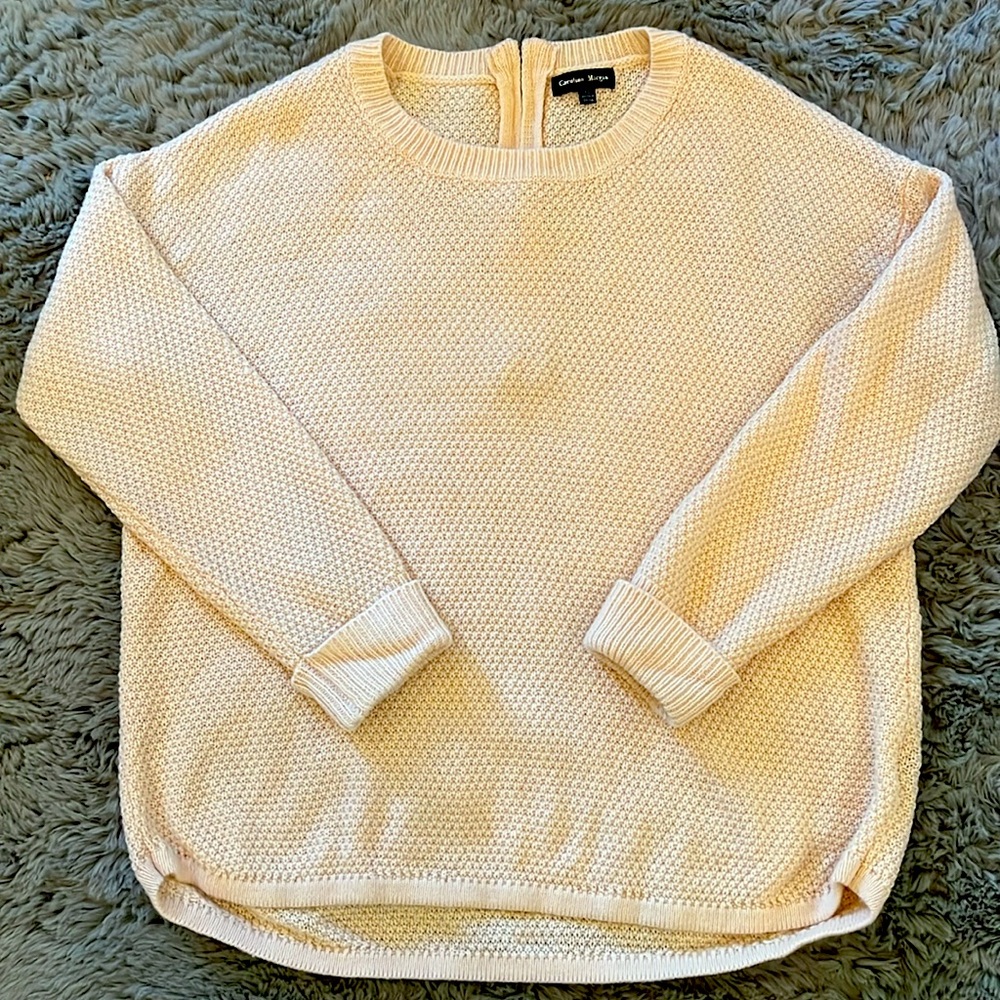 CAROLINE MORGAN BABY PINK ZIP SWEATER